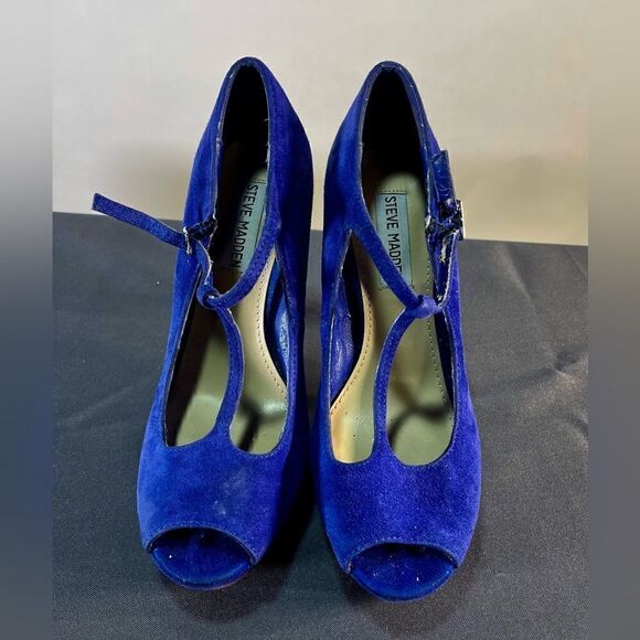 Steve Madden Blue Suede Heels - Picture 1 of 9